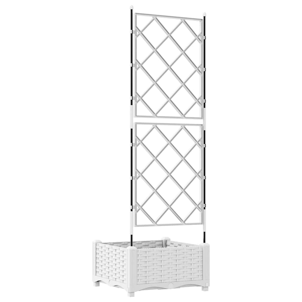 Garden Planter with Trellis White 40 x 40 x 125.5 cm PP