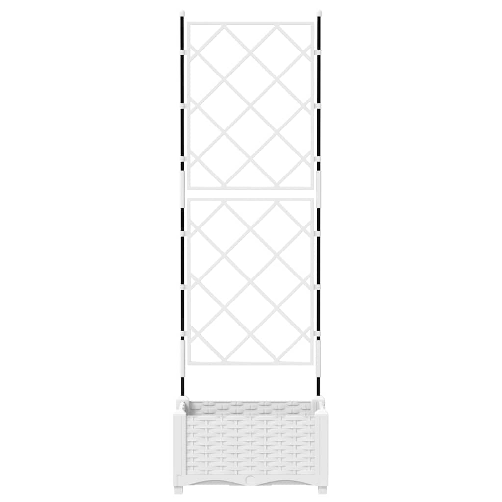 Garden Planter with Trellis White 40 x 40 x 125.5 cm PP