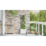 Garden Planter with Trellis White 40 x 40 x 143 cm PP