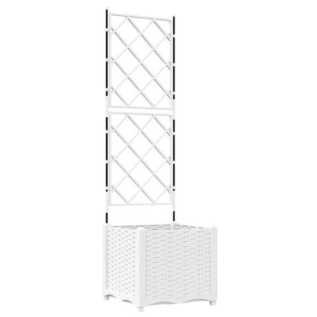 Garden Planter with Trellis White 40 x 40 x 143 cm PP
