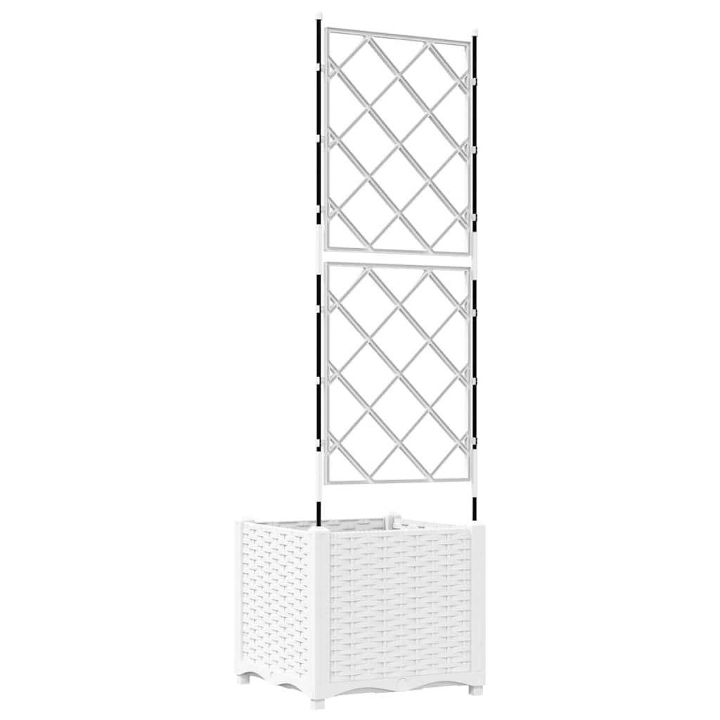 Garden Planter with Trellis White 40 x 40 x 143 cm PP