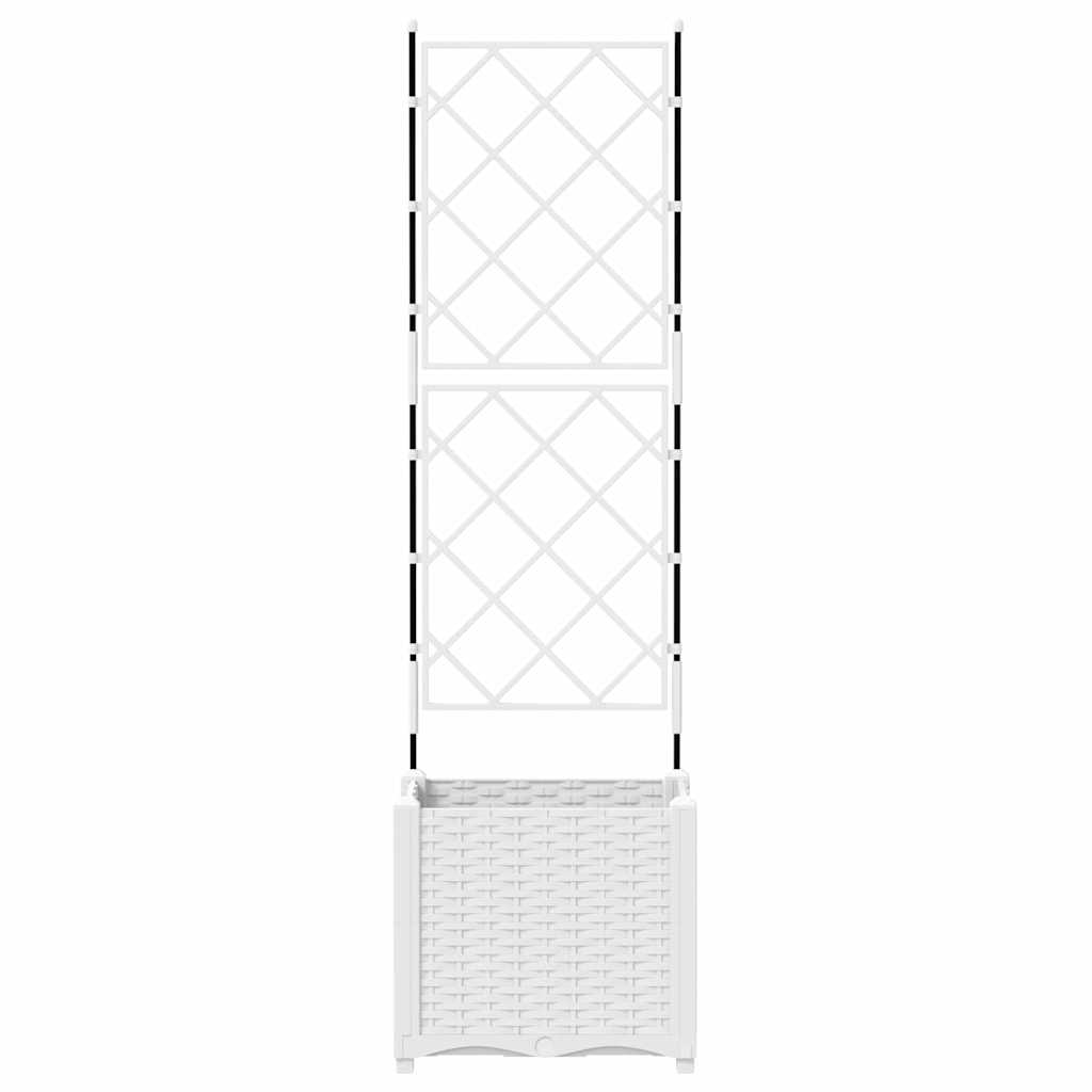 Garden Planter with Trellis White 40 x 40 x 143 cm PP