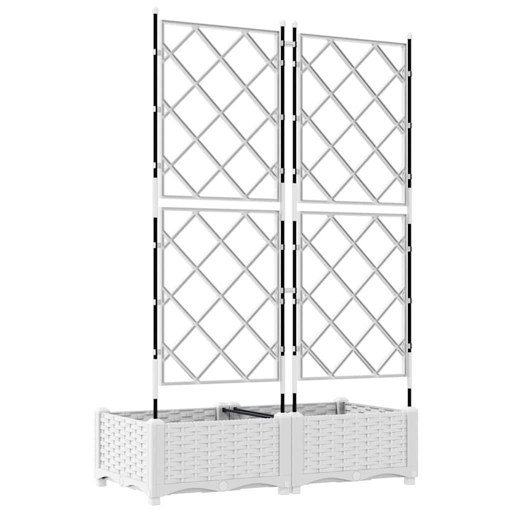 Garden Planter with Trellis White 80 x 40 x 125.5 cm PP