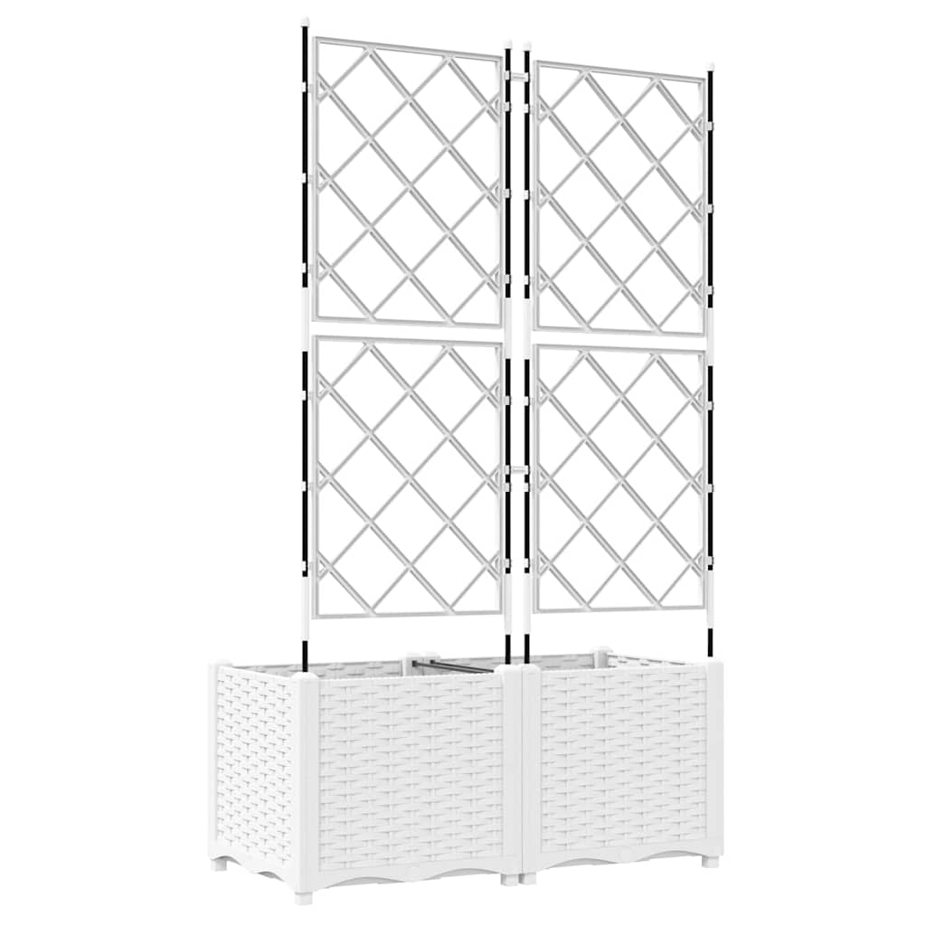 Garden Planter with Trellis 2 pcs White 80 x 40 x 143 cm PP