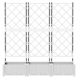 Garden Planter with Trellis 3 pcs White 120 x 40 x 125.5 cm PP