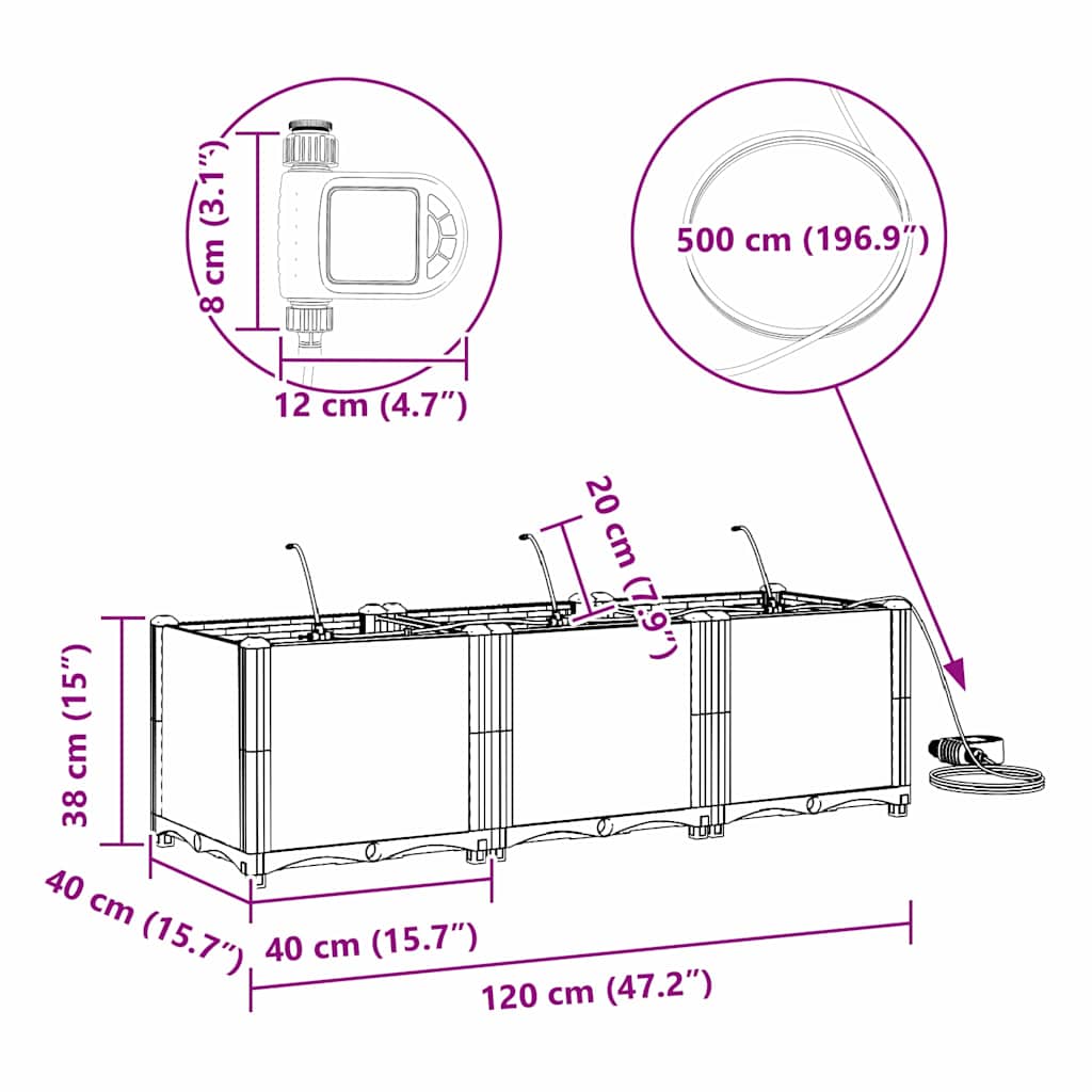Garden White 120 x 40 x 37.5 cm Steel