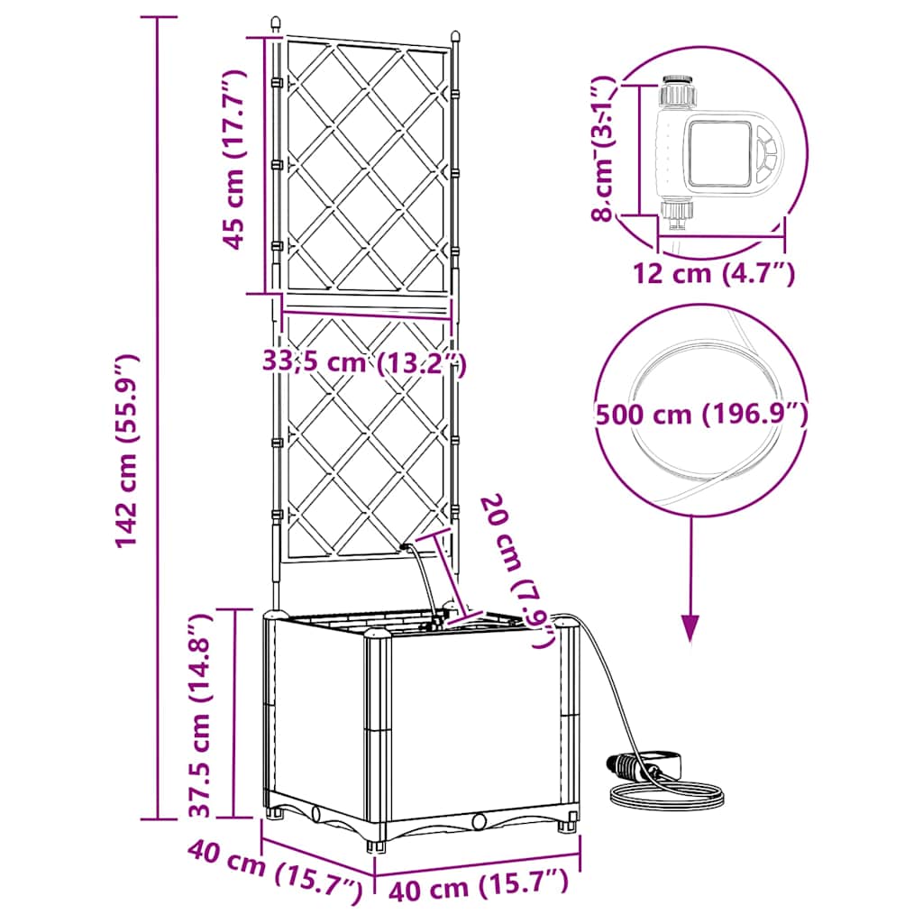 Garden White 40 x 40 x 142 cm Steel