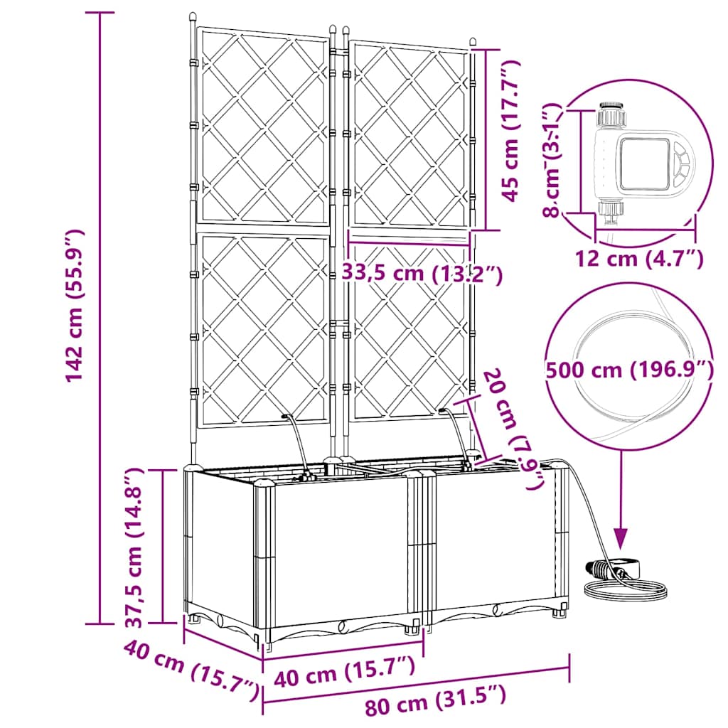 Garden White 80 x 40 x 142 cm Steel