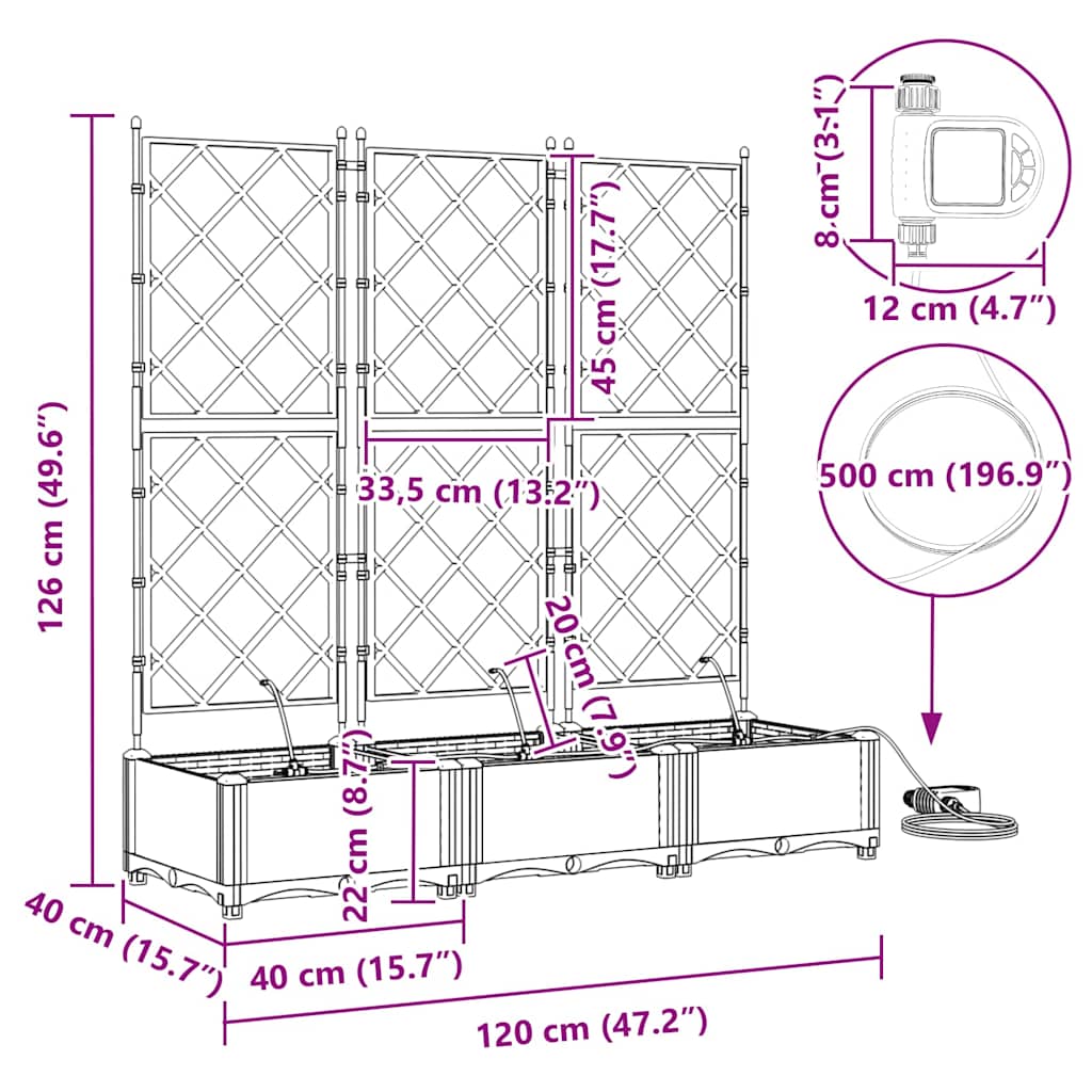 Garden White 120 x 40 x 126 cm Steel
