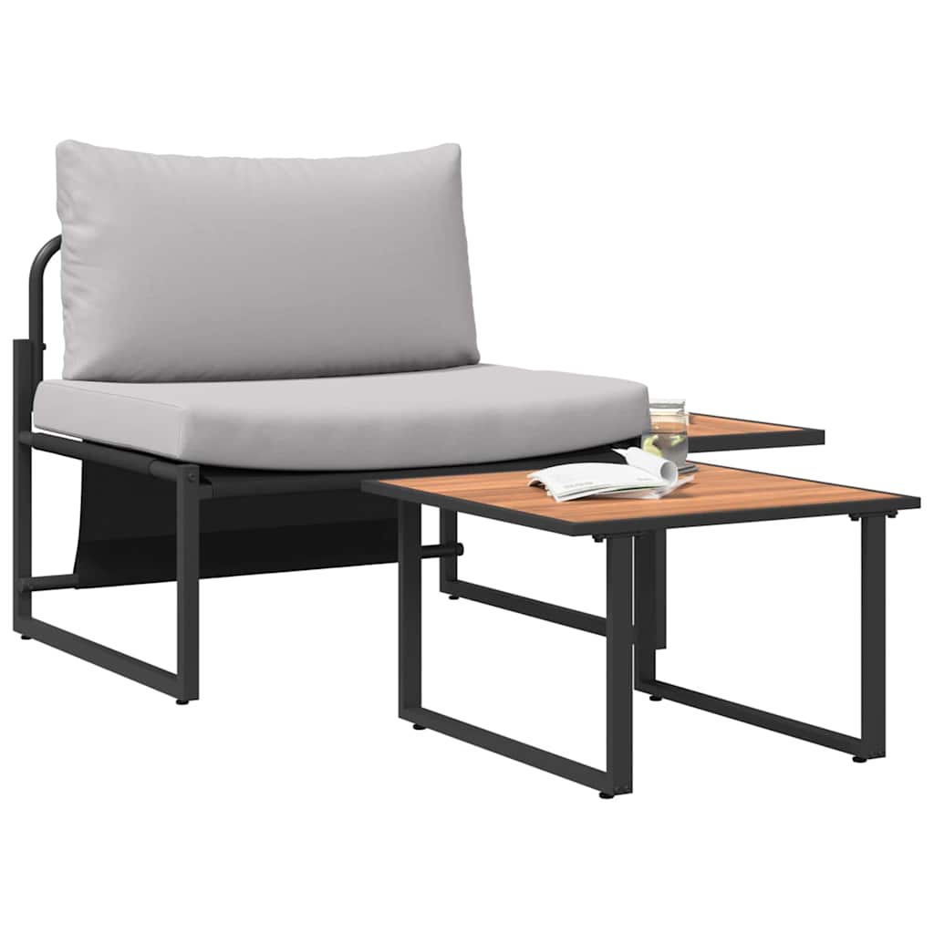 Garden Sofa Set 2 pcs Light grey Steel