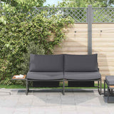 Garden Sofa with Cushion Brown 200.5 x 70 x 85.5cm Metal