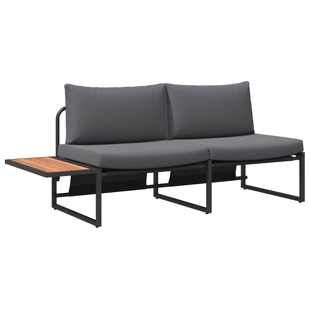 Garden Sofa with Cushion Brown 200.5 x 70 x 85.5cm Metal