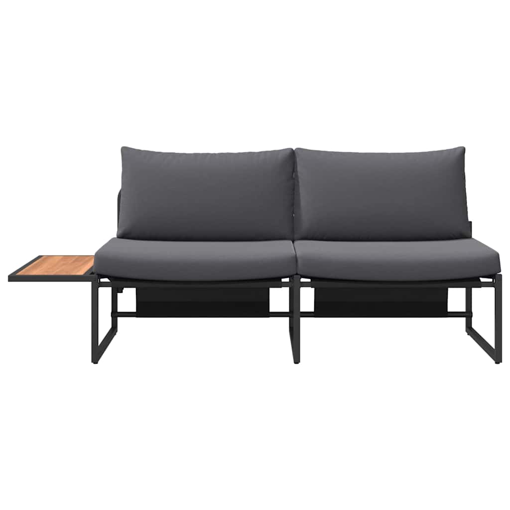 Garden Sofa with Cushion Brown 200.5 x 70 x 85.5cm Metal
