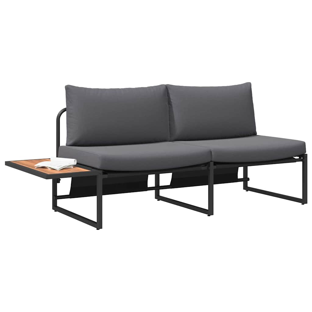 Garden Sofa with Cushion Brown 200.5 x 70 x 85.5cm Metal