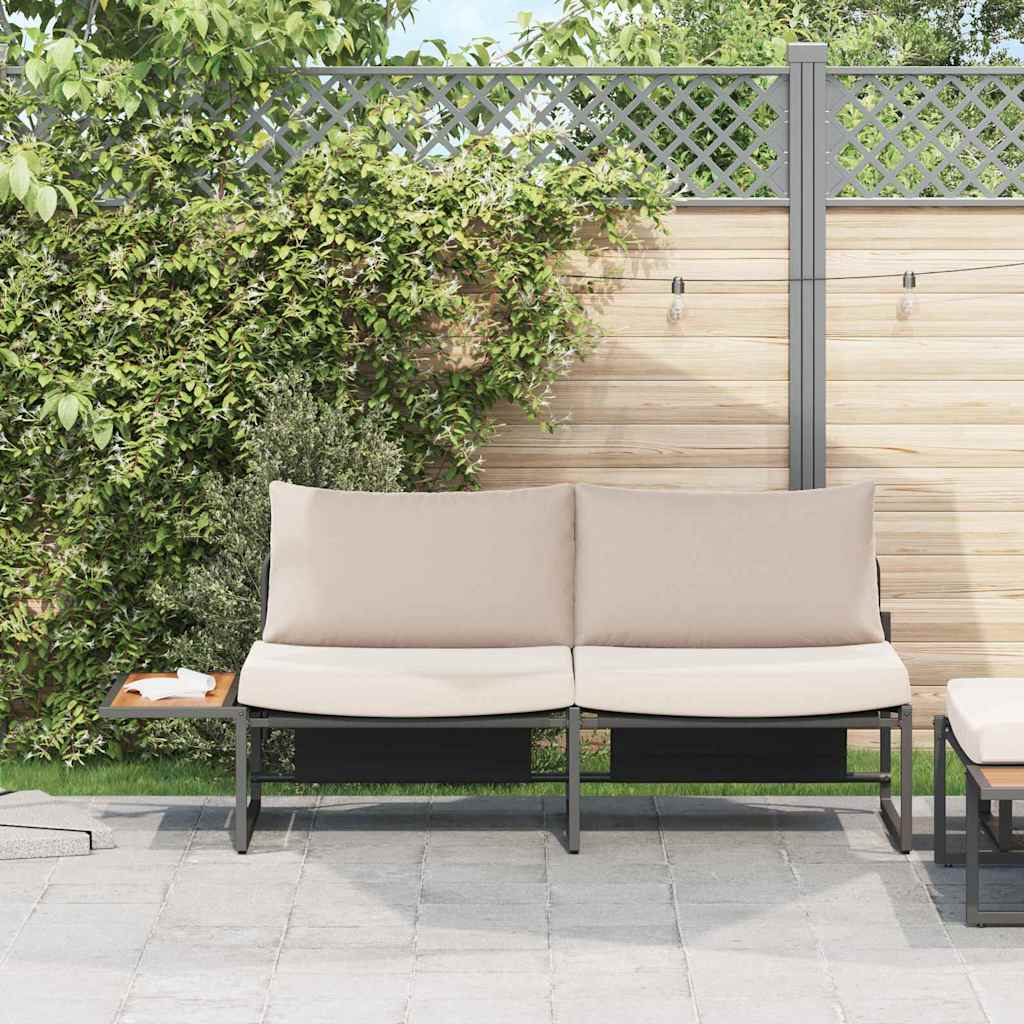 Garden Sofa with Cushion Brown 200.5 x 70 x 85.5cm Metal