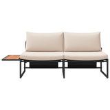 Garden Sofa with Cushion Brown 200.5 x 70 x 85.5cm Metal