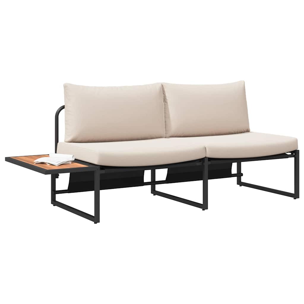 Garden Sofa with Cushion Brown 200.5 x 70 x 85.5cm Metal