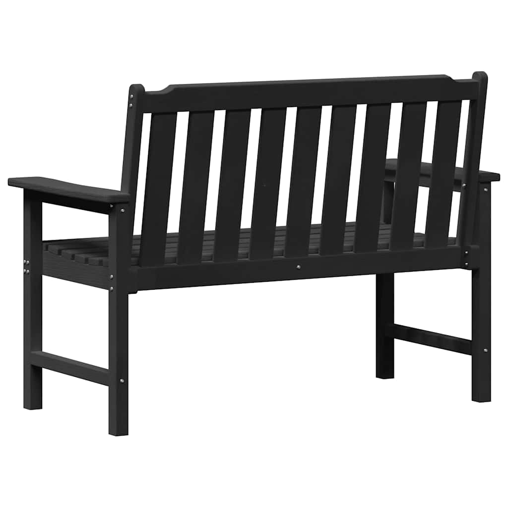 Garden Bench with Cushion Black 120 x 59 x 88cm HDPE