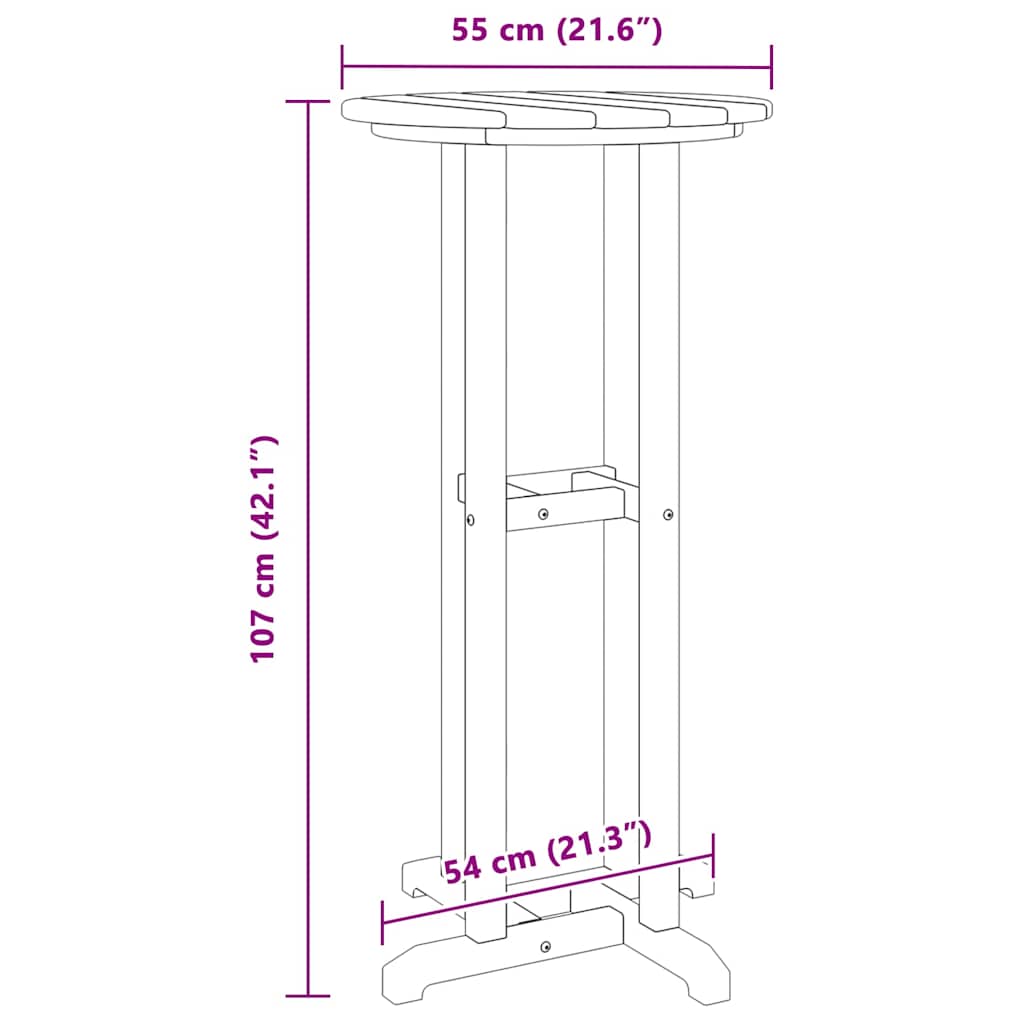 Bar Table Black 55 x 55 x 107 cm HDPE