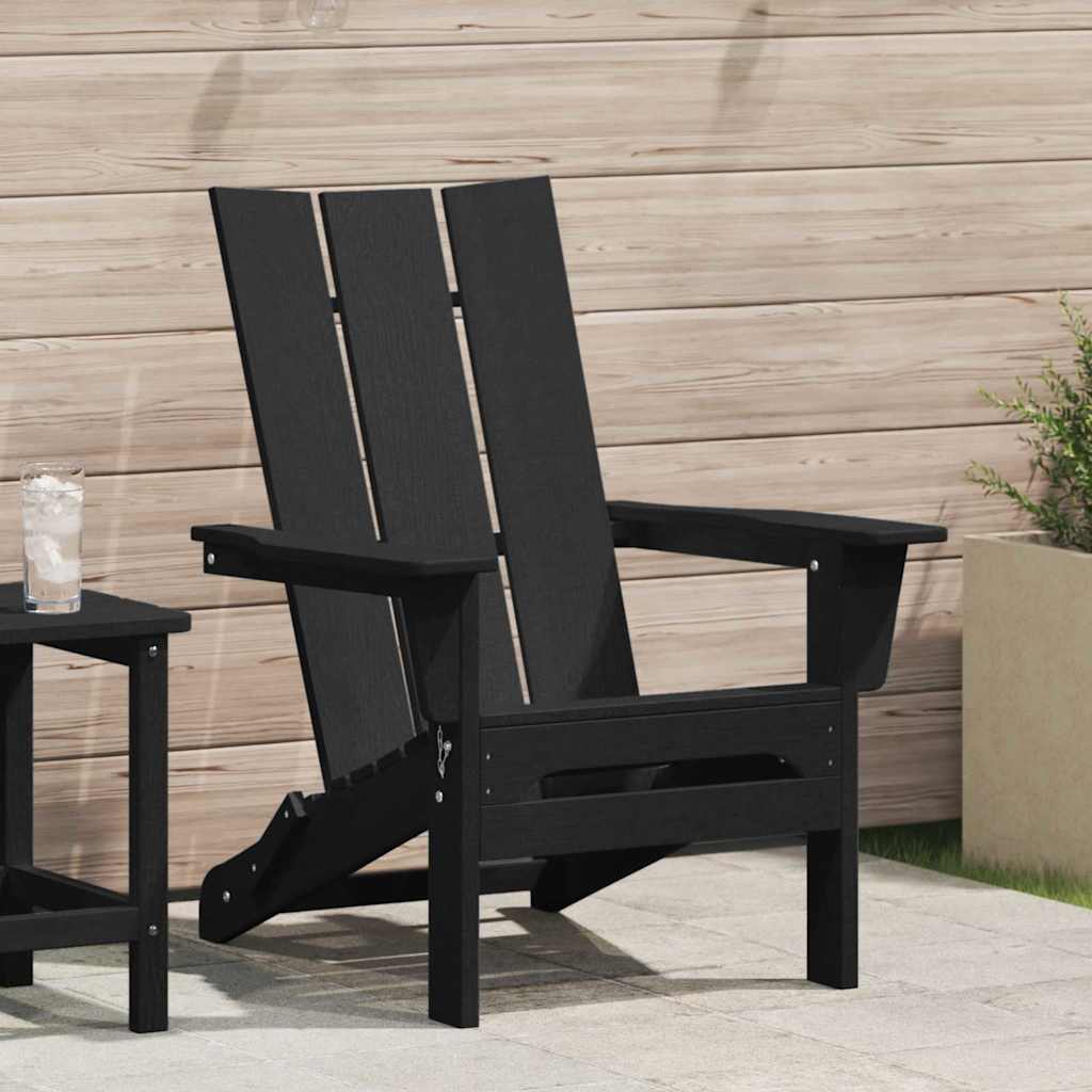 Folding Adirondack Chair Black 74.5 x 80.5 x 90cm Plastic