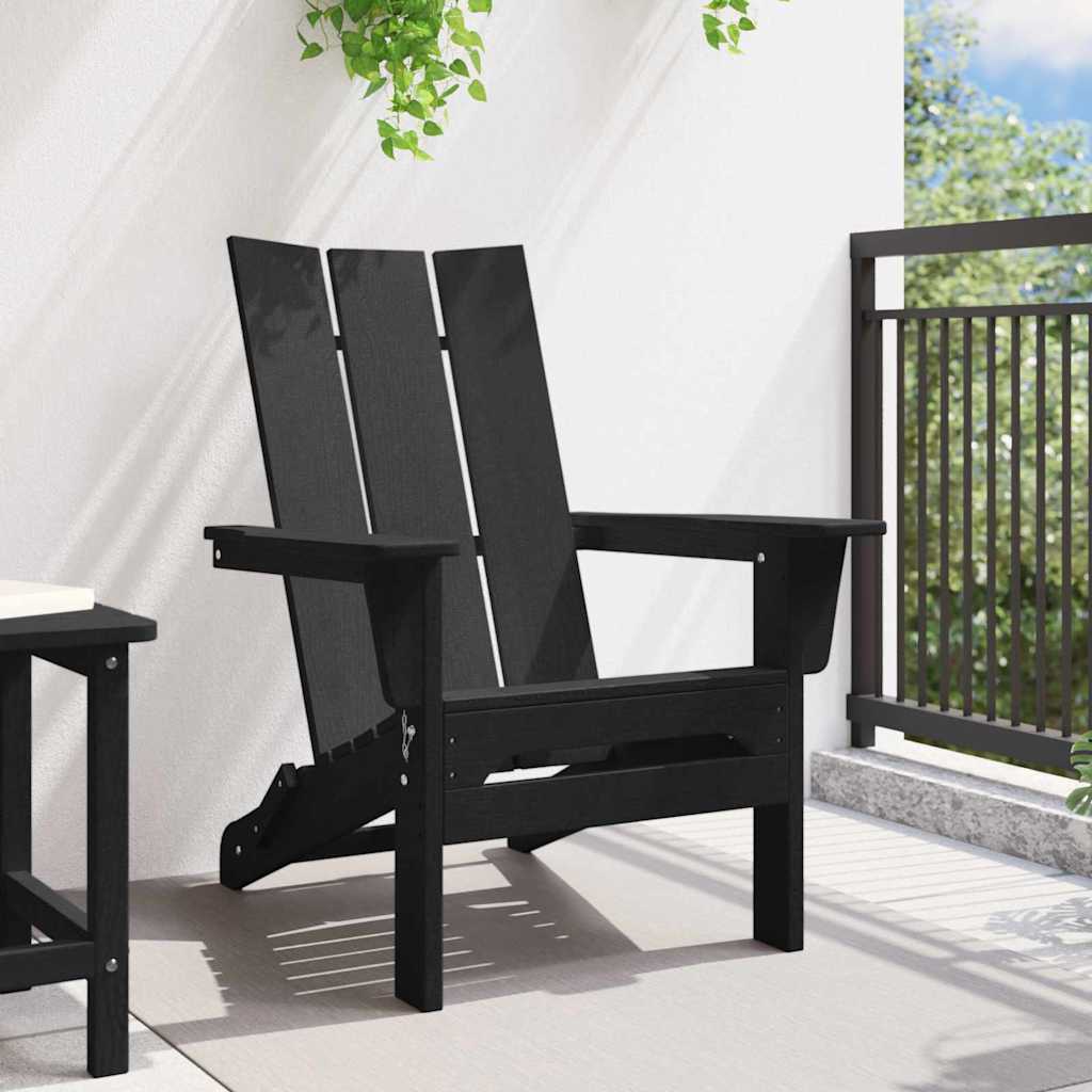 Folding Adirondack Chair Black 74.5 x 80.5 x 90cm Plastic