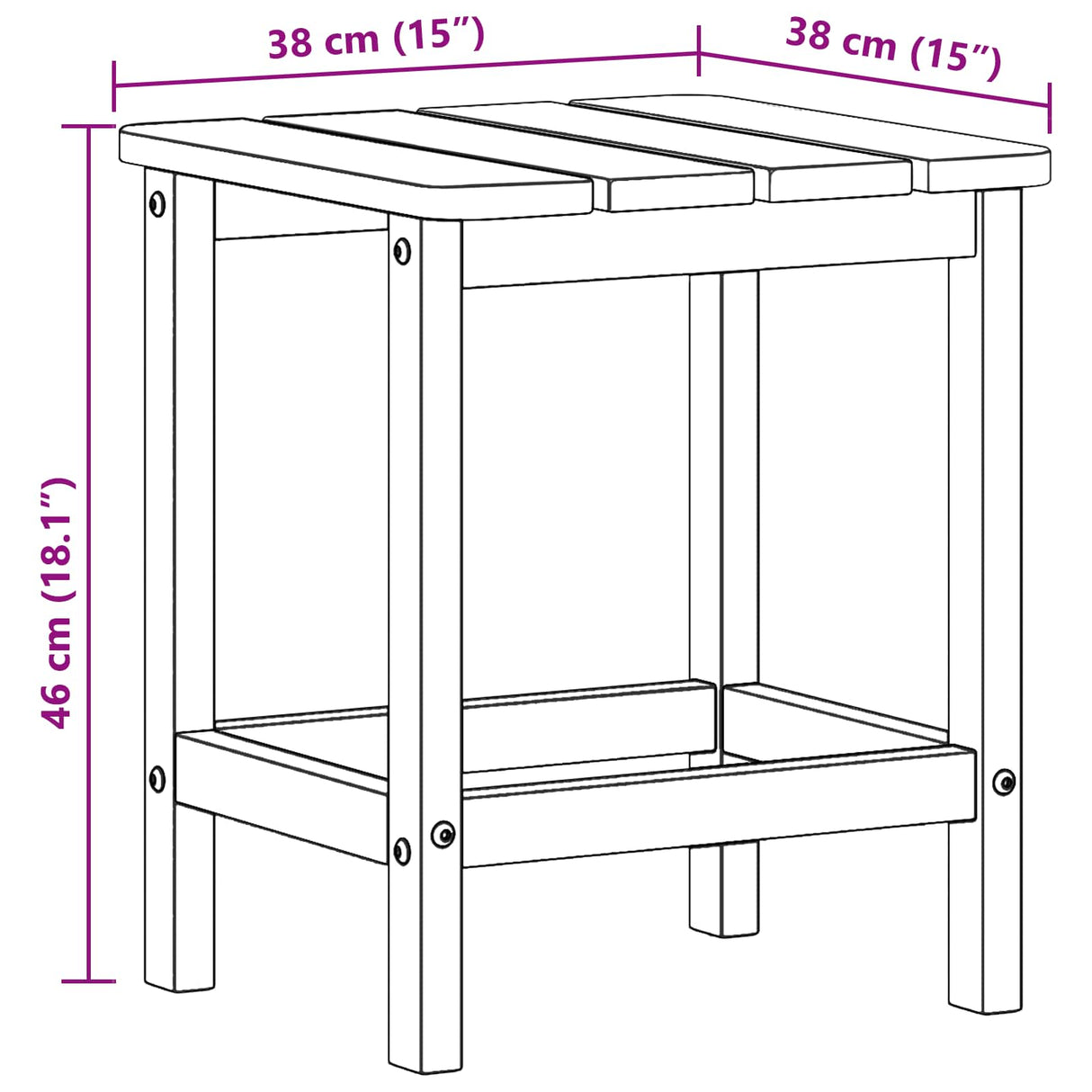 Side Table White 38 x 38 x 46 cm Polyethylene