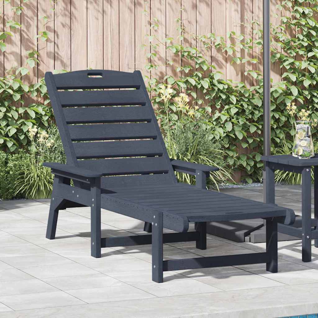 Sun Lounger with Cushion Navy 73.5 x 92 x 90cm Plastic