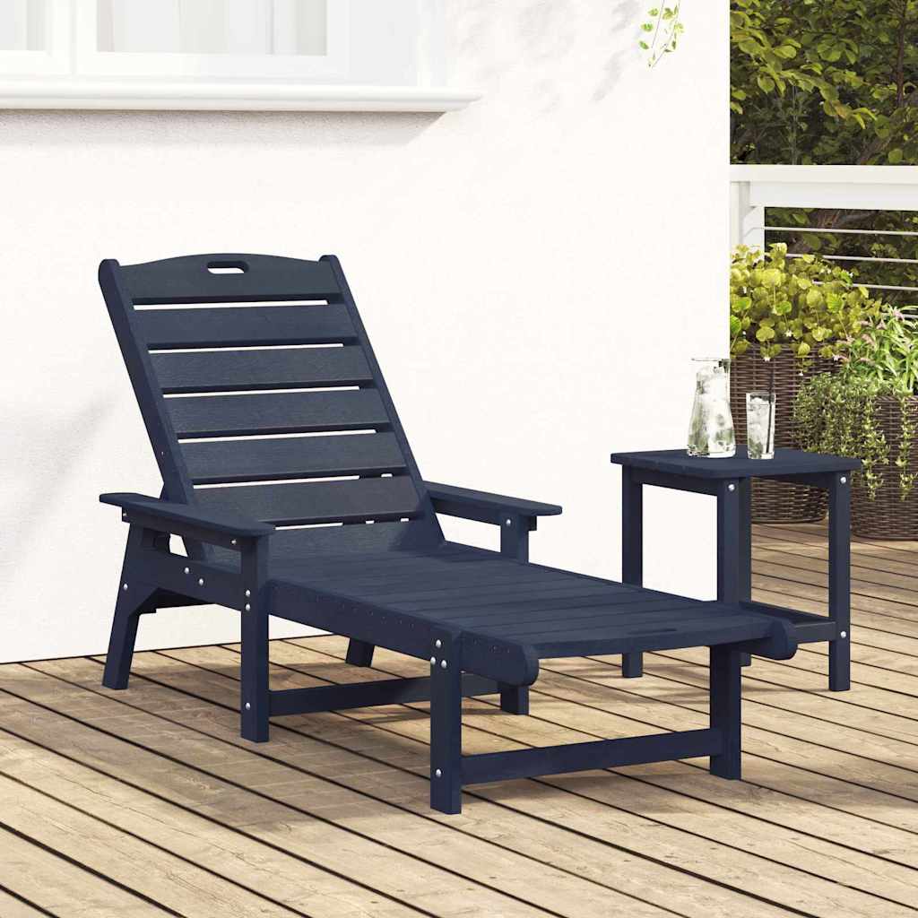Sun Lounger with Cushion Navy 73.5 x 92 x 90cm Plastic