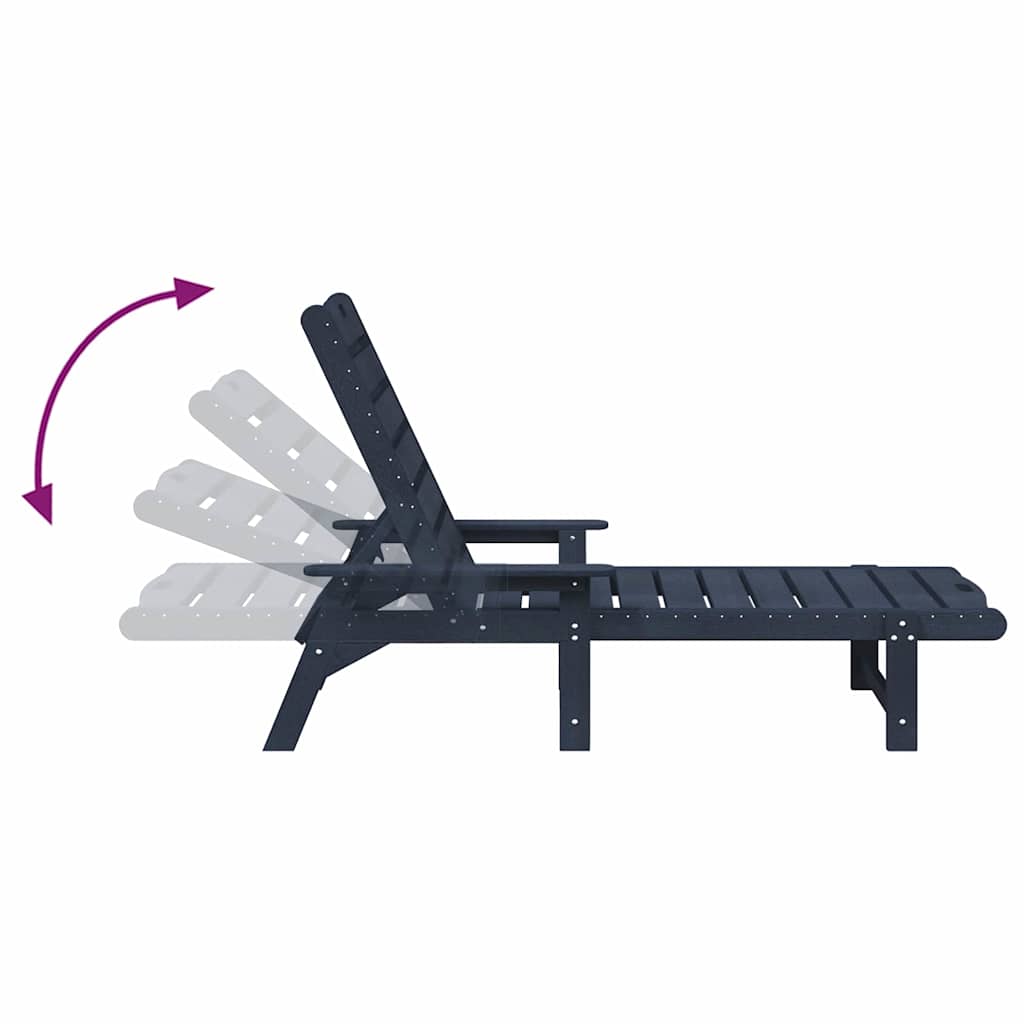 Sun Lounger with Cushion Navy 73.5 x 92 x 90cm Plastic