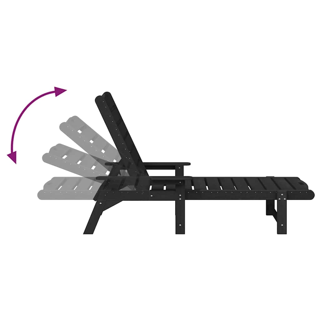 Sun Lounger Black 73.5 x 92 x 90cm Plastic