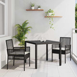 Garden Dining Set 3 pcs Black Poly rattan