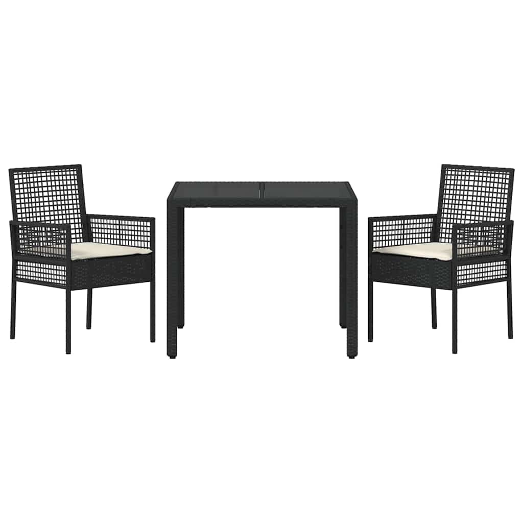 Garden Dining Set 3 pcs Black Poly rattan