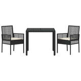 Garden Dining Set 3 pcs Black Poly rattan