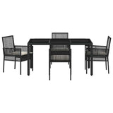 Garden Dining Set 5 pcs Black Poly rattan