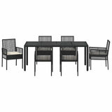 Garden Dining Set 7 pcs Black Poly rattan