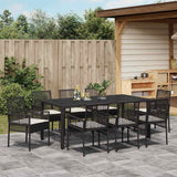 Garden Dining Set 9 pcs Black Poly rattan
