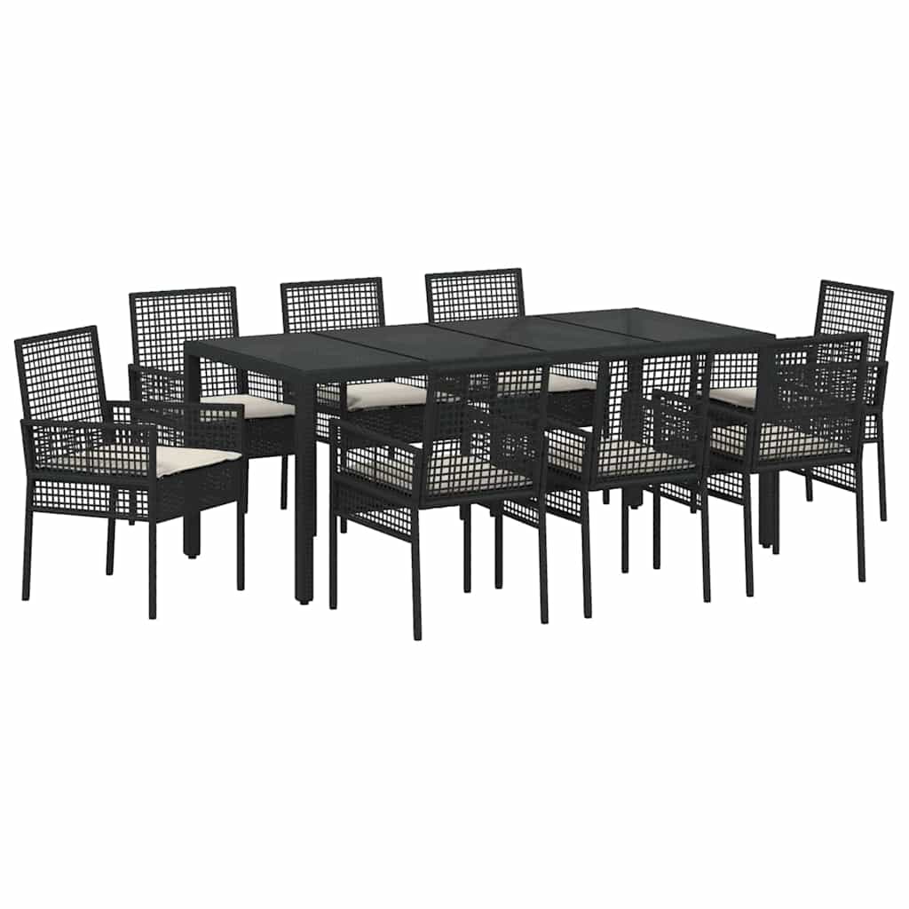 Garden Dining Set 9 pcs Black Poly rattan