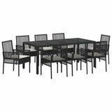 Garden Dining Set 9 pcs Black Poly rattan