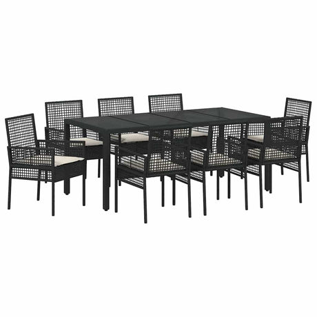 Garden Dining Set 9 pcs Black Poly rattan