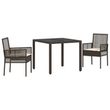 Garden Dining Set 3 pcs Brown Poly rattan