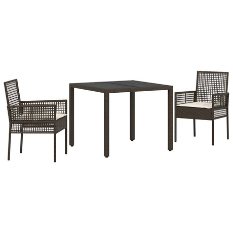 Garden Dining Set 3 pcs Brown Poly rattan