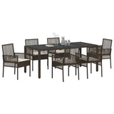 Garden Dining Set 7 pcs Brown Poly rattan