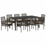 Garden Dining Set 9 pcs Brown Poly rattan