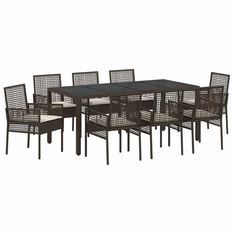 Garden Dining Set 9 pcs Brown Poly rattan