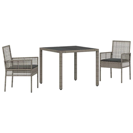 Garden Dining Set 3 pcs Grey Poly rattan