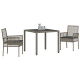 Garden Dining Set 3 pcs Grey Poly rattan