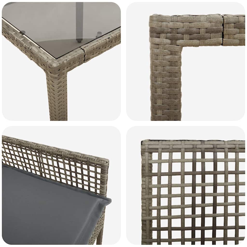 Garden Dining Set 5 pcs Grey Poly rattan