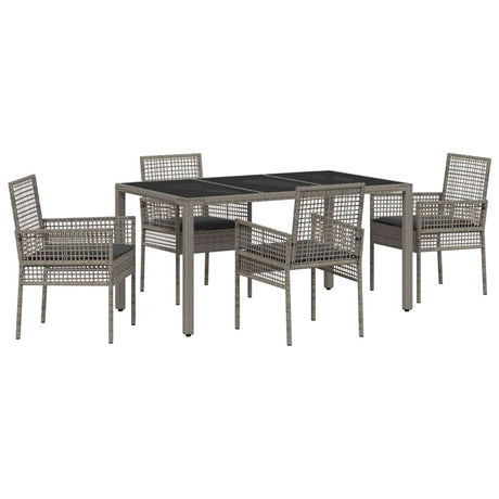 Garden Dining Set 5 pcs Grey Poly rattan