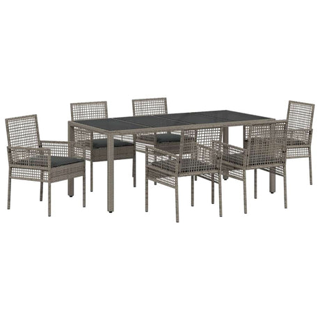 Garden Dining Set 7 pcs Grey Poly rattan