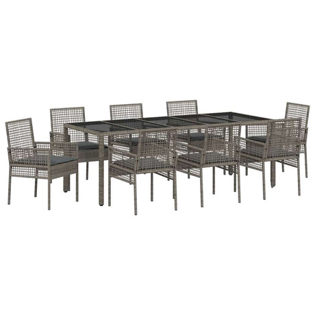 Garden Dining Set 9 pcs Grey Poly rattan